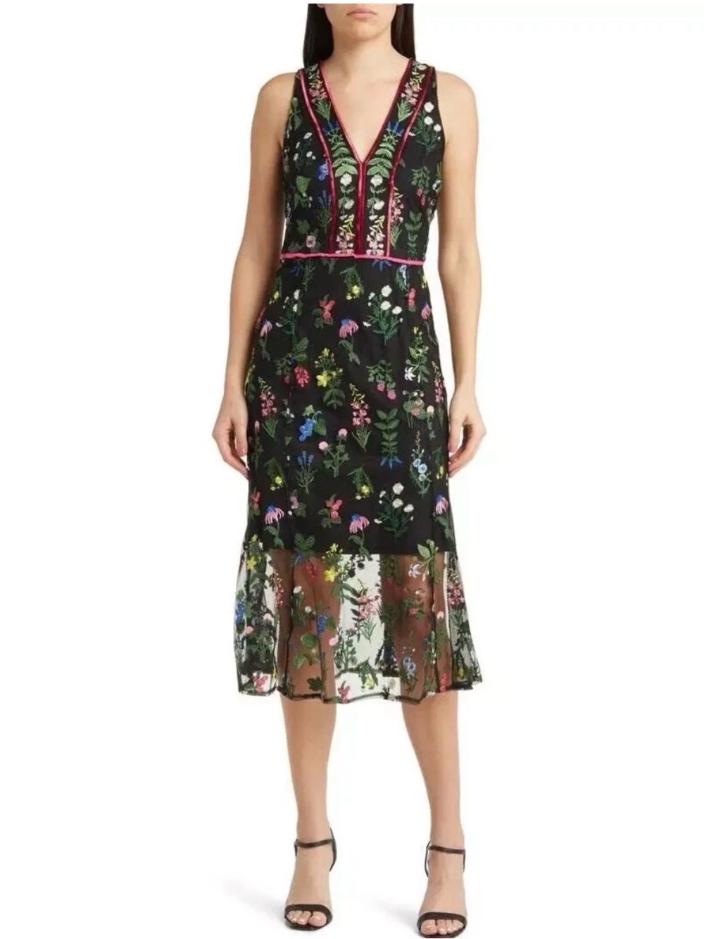 NWT Sam Edelman Botanical Embroidered Semisheer Sleeveless Dress 8 $158